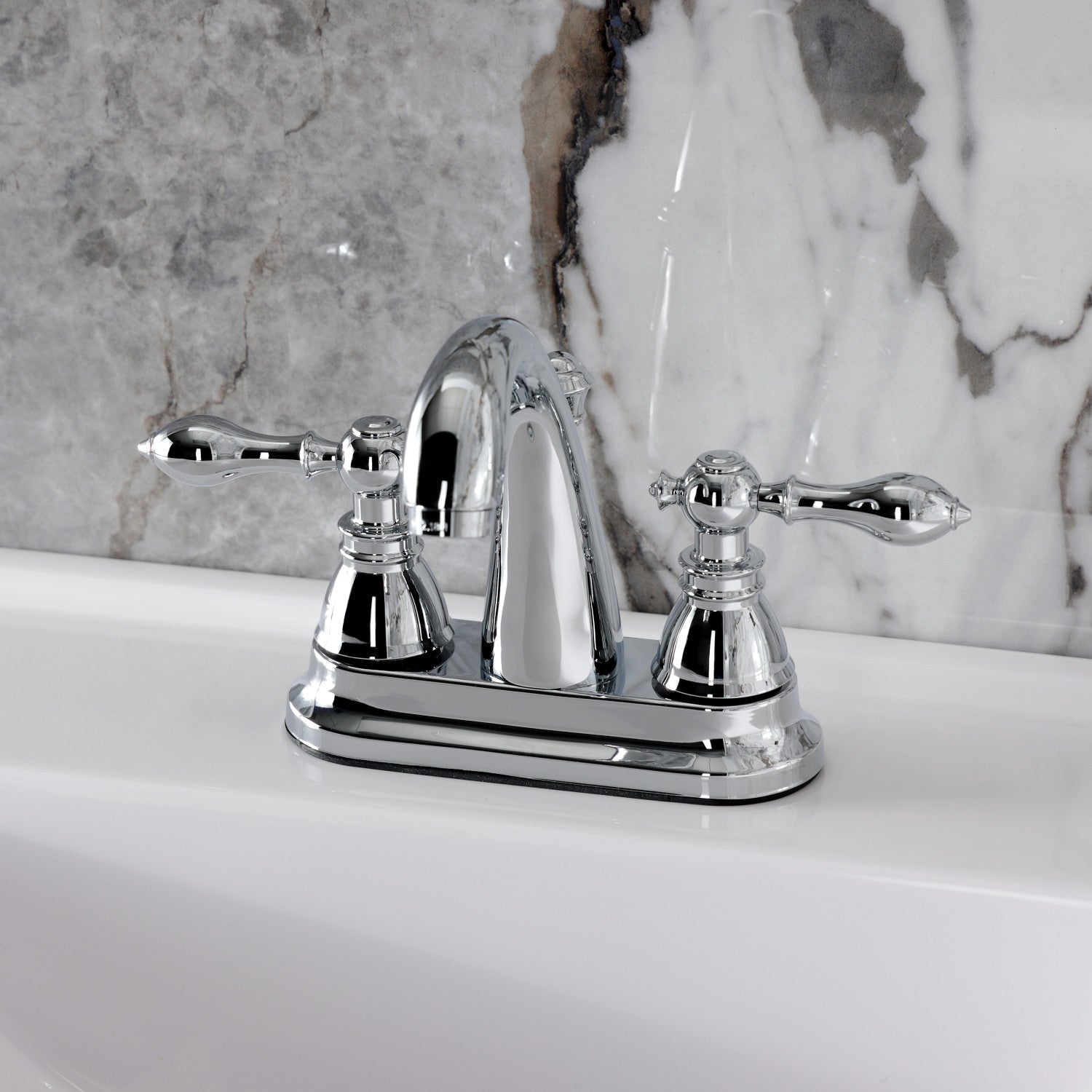 Kingston Tulare FSY5611ACL - American Classic Double-Handle 3-Hole Deck Mount 4-Inch Centerset Bathroom Faucet with Pop-Up Drain, Polished Chrome — thumbnail 2